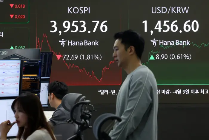 اتاق معاملات ارزی در هانا بانک در سئول