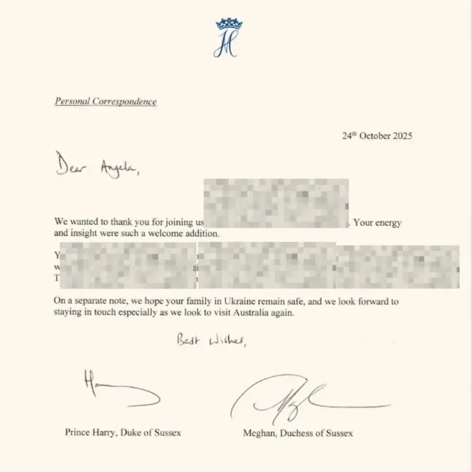 نامه از ساسکسها، به اشتراکگذاریشده توسط آنگلا پیرل. عکس: @angelapearlastrology/Instagram