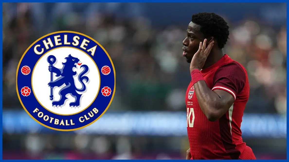 جاناتان دیوید با لوگوی چلسی.